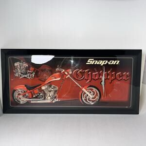 Snap-On Choppers 23" X 11" Red Black Wall Clock Jebco Vintage WORKS